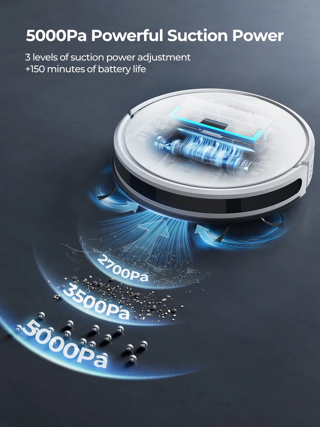 Laresar 3s Robot Vacuum Cleaner Mop 5000Pa Smart APP Control Intelligent Planned
